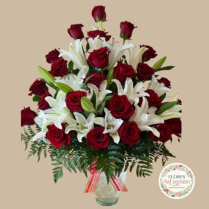 Florero en Rosas y Liliums