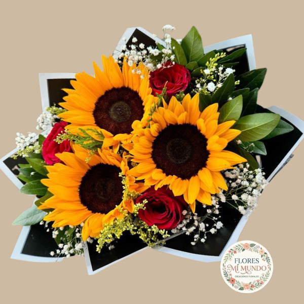 Ramo con Rosas y Girasoles