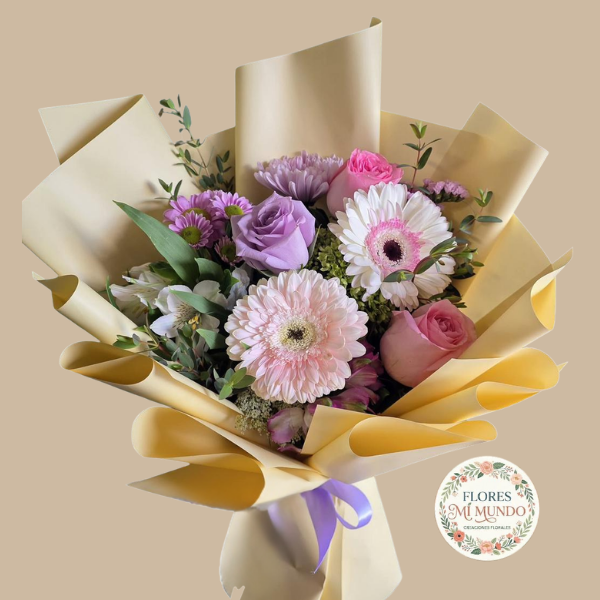 Gerberas y Rosas en Ramo