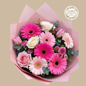 Gerberas , Rosas y Tulipanes en Ramo