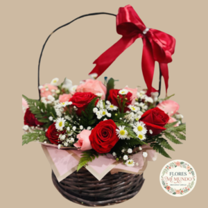 Canasta con Rosas Bicolor
