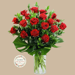 Florero con 24 Rosas Rojas