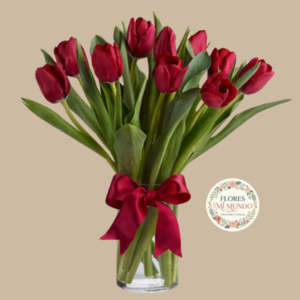 Florero con 10 Tulipanes Rojos