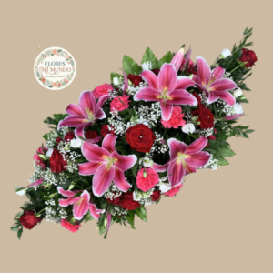 Cubre urnas con lirios y rosas
