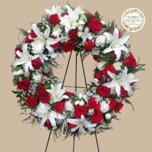 Corona de Condolencias en Rosas Rojas