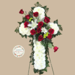Cruz Funebre con Rosas Rojas