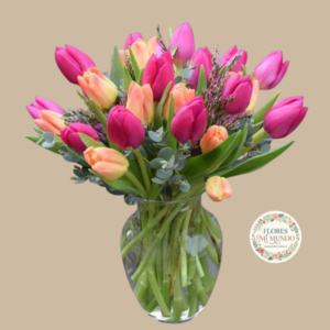 Florero con 20 Tulipanes