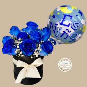 Box con Rosas Azules mas Globo