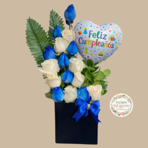 Arreglo en Rosas Blancas y Azules