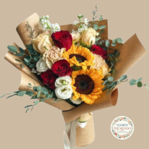Delicado Ramo con Rosas y Girasoles