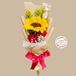 Ramo con Girasol y 2 Rosas
