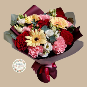 Gerberas y Claveles en Ramo