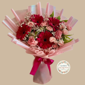 Gerberas y Mini Rosas en Ramo