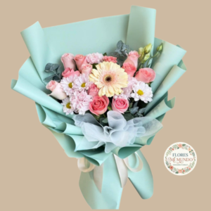 Fino Ramo con Rosas y Gerbera