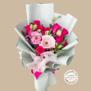 Ramo con Rosas Fucsias y Gerbera