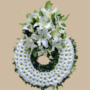 Corona con Liliums y Margaritas
