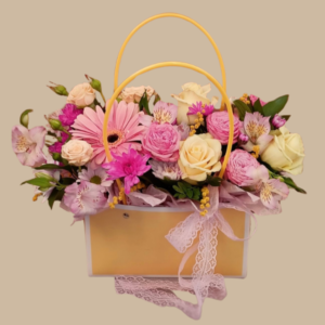 Cartera en Rosas y Gerberas Primaverales