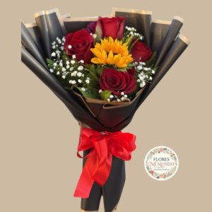 Ramo con Rosas Rojas y Girasol
