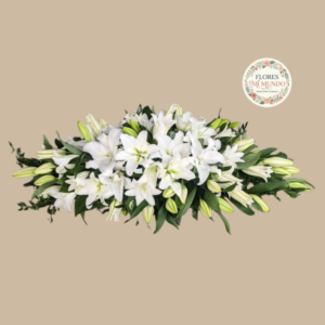 Cubre urnas con Liliums blancos