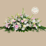 Cubre urnas con gerberas rosadas