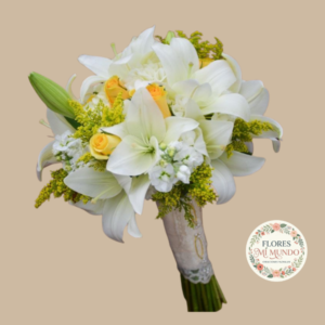 Ramo de Novia con Flores Blancas y Amarillas