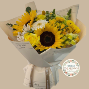 Ramo con Follaje Amarillo y Girasoles