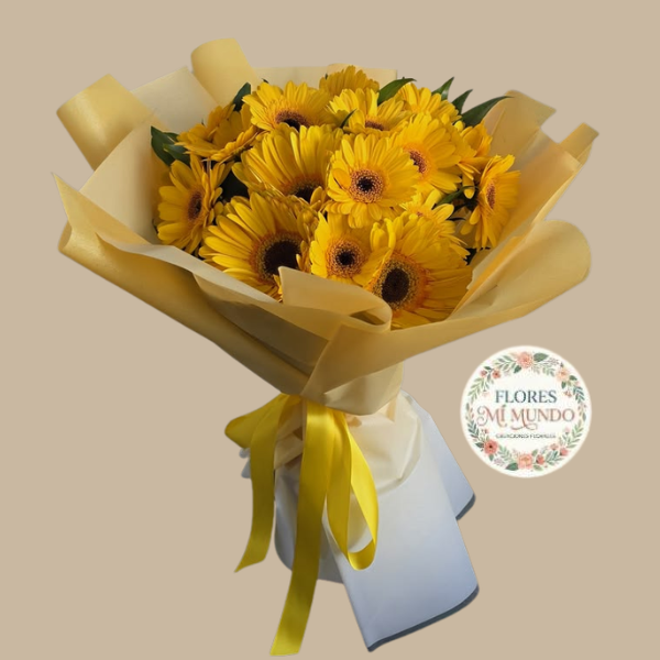 Ramo con 15 Gerberas Amarillas