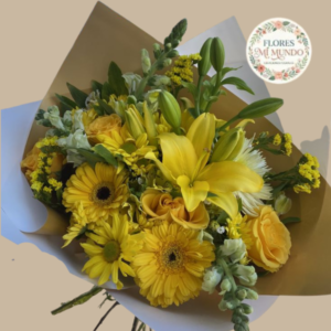 Ramo con Gerberas Amarillas y Lirios Amarillos