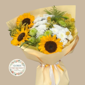 Ramo con Girasoles y Follaje Primaveral