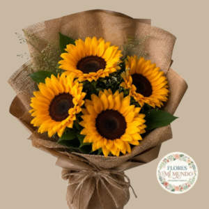 Ramo con 4 Girasoles en Arpillera