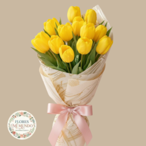 10 tulipanes amarillos en ramo